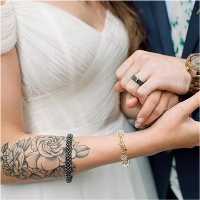 Healed floral wedding tattoo with romantic botanical design