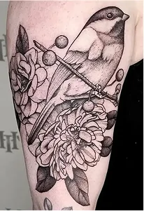 Multi-session tattoo example - bird themed design